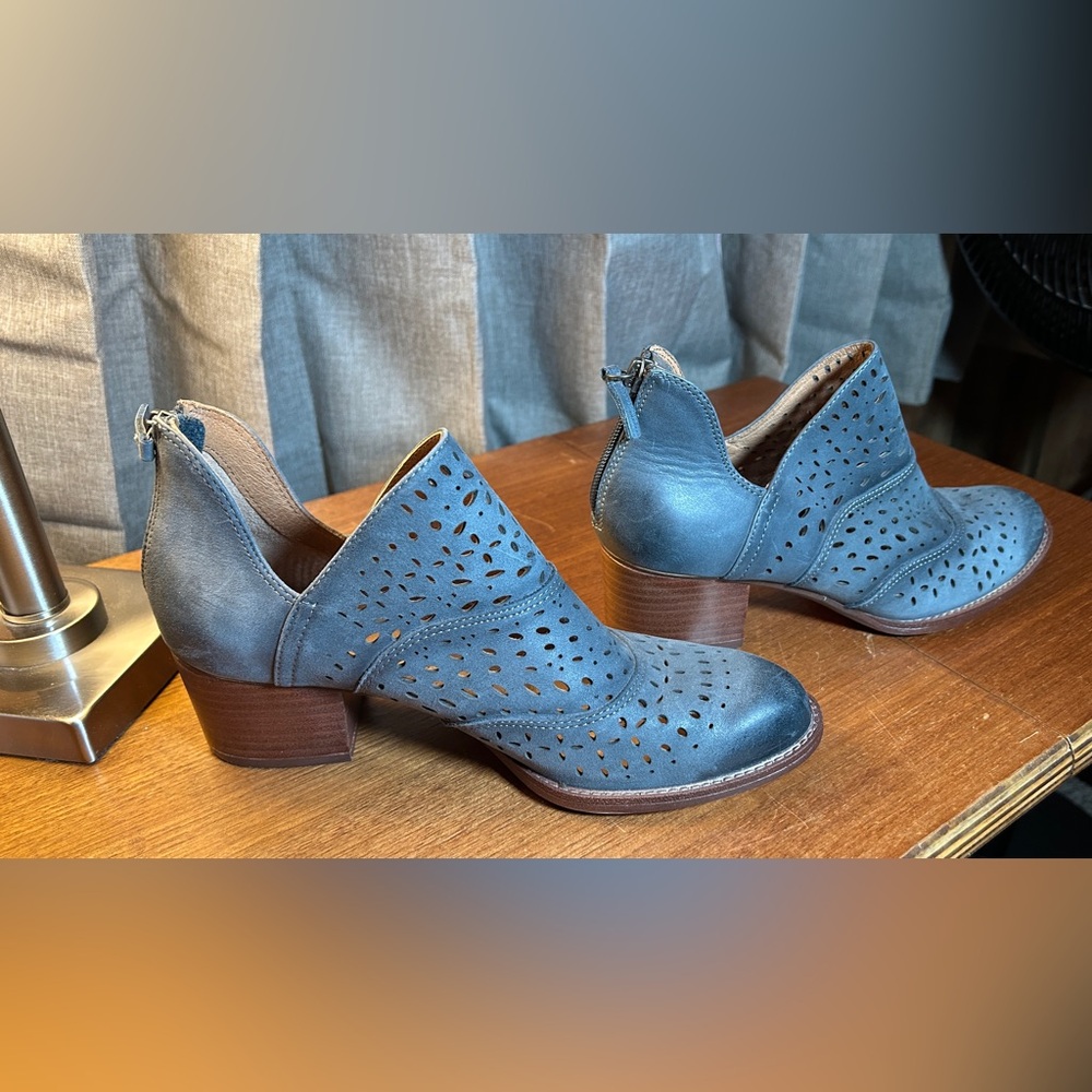 Sofft Perforated Blue Ankle Booties
